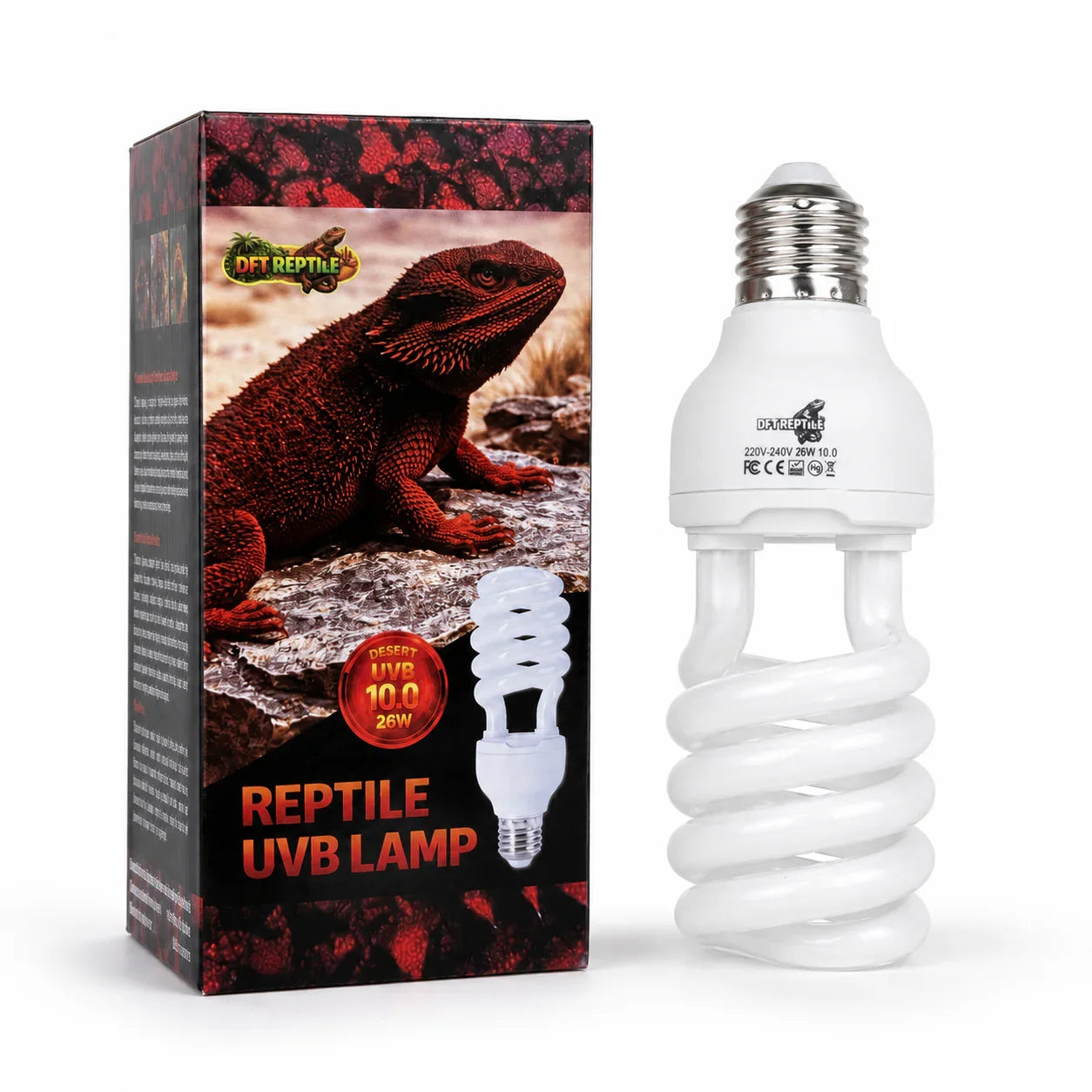Lámpara UVB 10.0 para reptiles, 26W, ideal para terrarios y hábitats de lagartos como la barbuda