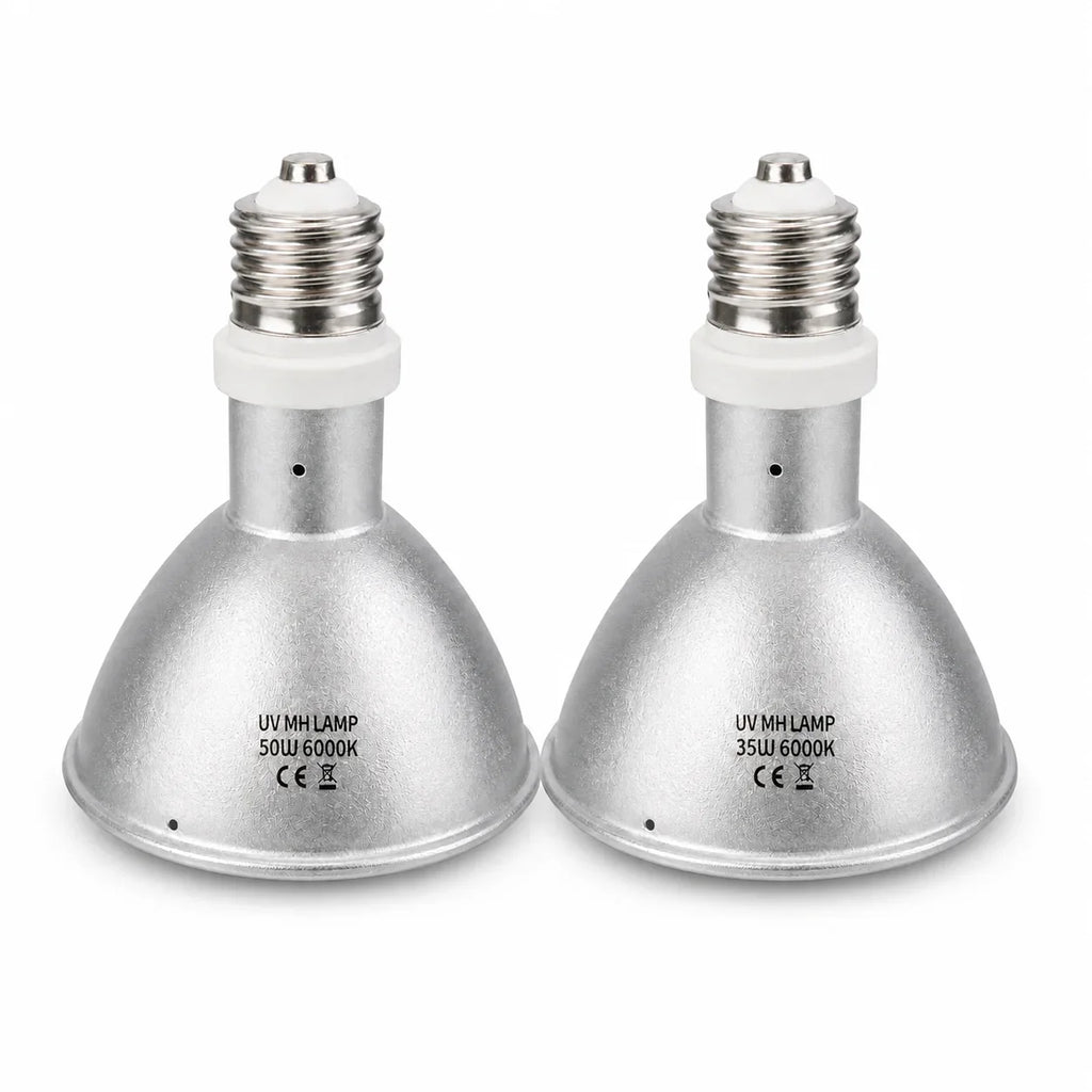 Bombillas UV MH para reptiles, 35W y 50W, iluminación 6000K para terrarios
