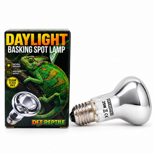 Bombilla Basking Spot de calor 25W y 50W DFT REPTILE con caja, para crear un punto de calor y asoleo en terrarios.