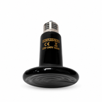 Emisor de calor cerámico negro para terrarios y reptiles DFT REPTILE de 100W con rosca E27, visto de frente sobre fondo blanco.