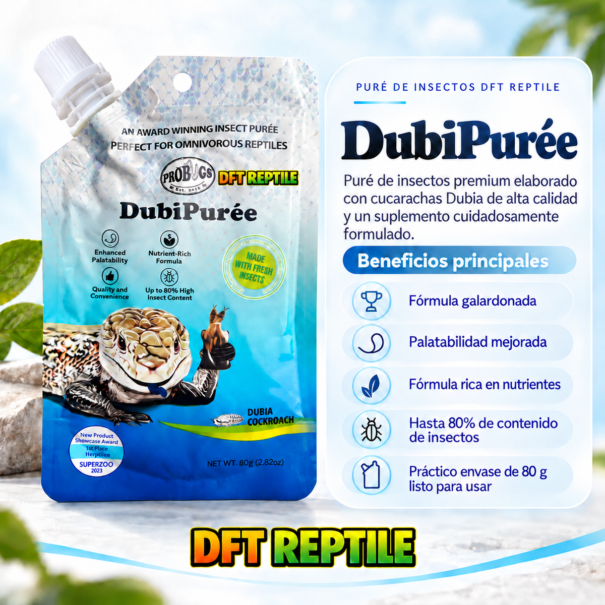 Beneficios de DubiPuree, alimento en puré elaborado con insectos para reptiles 