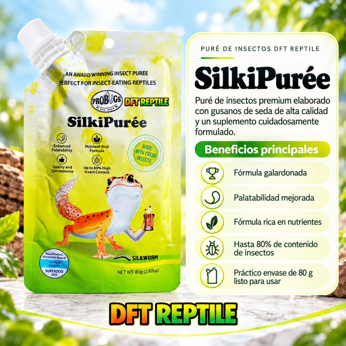 Beneficios de SilkiPurée, alimento en puré elaborado con insectos para reptiles 
